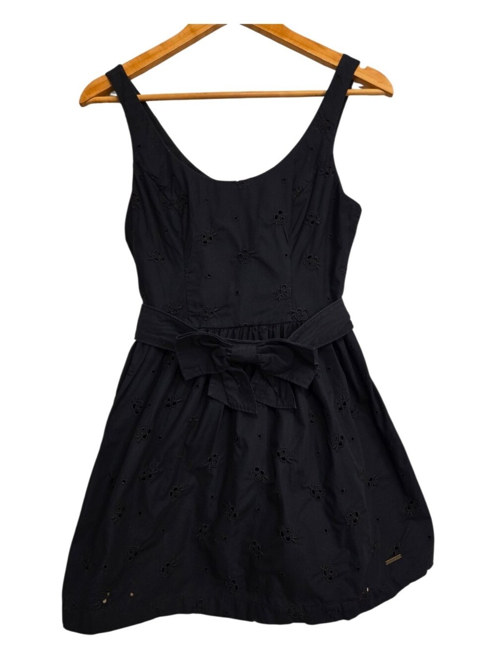 Abercrombie & Fitch Mini Classic Navy Floral Eyelet Sundress Belted Bow Tie 2